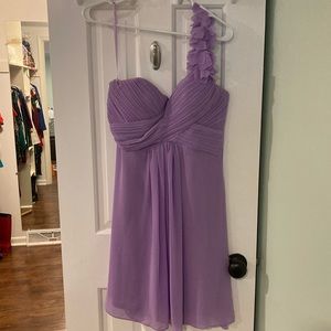 One shoulder lavender bridesmaid dress